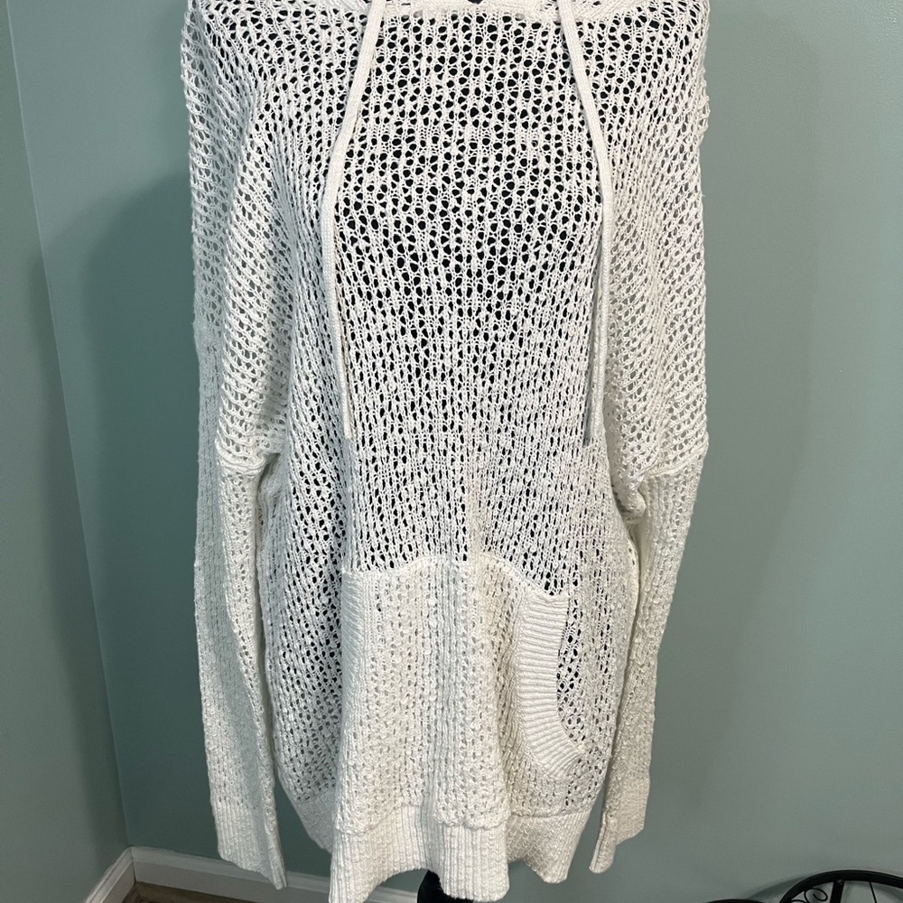 Torrid White Open-Knit Hoodie